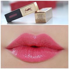 YSL Rouge Pur Couture Glossy lip stain in #15 Rose Vinyl Wet N Wild Lipstick Swatches, Ysl Lip Stain, Ysl Lip, Magic Lipstick, Cheap Lipstick, White Lipstick, Ysl Makeup, Lip Colours, Light Pink Lip Gloss