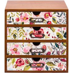 three drawers with flowers painted on them