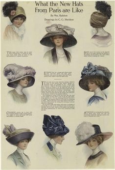 Edwardian Hat, Historical Hats, 1910s Fashion, Ab Challenge, Victorian Hats, Paris Mode, Women's Hats, Couture Vintage, Edwardian Era