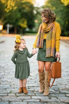 Mustard Yellow Outfit, Fall Family Outfits, Fall Photo Shoot Outfits, Olive Clothing, Fall Family Photo Outfits, Mother Daughter Outfits, Family Photoshoot Outfits, Daughter Outfits