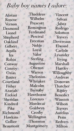 Baby boy name list. Names for my future kids Dominican Last Names, Masculine Character Names, Names Inspired By The Moon, Magical Names For Places, Celestial Names Astronomy, Prince Names Ideas, Long Last Names, Noble Last Names, Wizard Names Boys