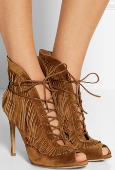 . Tassel Lace, High Heel Stiefel, Fringe Sandals, Shoes Brown, Ladies Shoes, Crazy Shoes