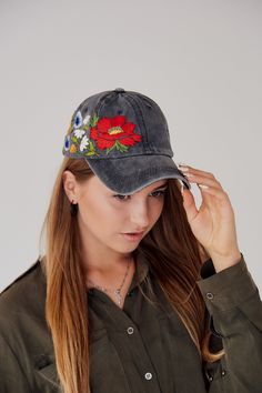 Custom Hand-Stitched Hat / Hand Embroidered Hat / Baseball Cap With Flowers/ Custom Floral hat / Botanical hat Color: black baseball cap; Design: hand-embroidered wildflowers; Cap size (head circumference): 55 - 67 cm; Fabric: 100% cotton Twill, garment-washed. The quality of the embroidery and baseball hat is superior, I guarantee! ;) I really enjoyed making this, and I hope my customer will enjoy showing it off. 🌿PLEASE NOTE I NEED 2 WEEKS TO EMBROIDER THIS HAT FOR YOU🌿 GET 10% OFF YOUR 1ST Casual Embroidered Brimmed Hats, Casual Embroidered Hats With Curved Brim, Adjustable Cap With Multicolor Embroidery, Casual Embroidered Curved Brim Hats, Embroidered Baseball Cap One Size Fits Most, Brimmed Hat With Floral Embroidery, Floral Embroidered Brimmed Hat, One Size, Multicolor Embroidered Curved Brim Hat, Embroidered Brimmed Baseball Cap