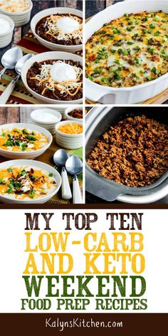 collage of low - carb and keto week end food prep recipe