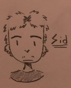 a drawing of a woman's head with the word kid written on it