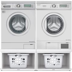 two white washers sitting next to each other