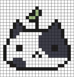 a black and white cat with green eyes is featured in this cross - stitch pattern