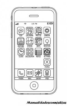 an image of a cell phone with buttons and symbols on the screen, in black and white