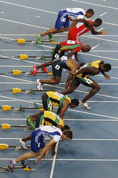 the men are competing in an olympic race