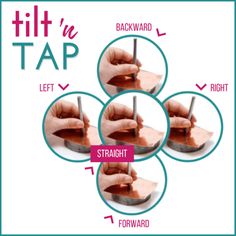 four different pictures with the words tilt'n tap on them and instructions for how to