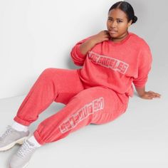 Women's Wild Fable Fleece Sweatpants "Los Angeles" - Washed Red Size Xxl Nwt Red Relaxed Fit Sweatpants For Loungewear, Red Fall Loungewear Sweats, Red Sweats For Fall Loungewear, Red Sweatpants For Winter Loungewear, Red Winter Loungewear Pants, Black One Piece Jumpsuit, Sparkly Pants, Olive Green Cargo Pants, Pink Cargo Pants