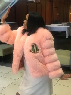 Alpha Kappa Alpha Fur Coat Alpha Kappa Alpha Pajamas, Alpha Kappa Alpha Jackets, Alpha Kappa Alpha Founders, Alpha Kappa Alpha Clothing, Alpha Kappa Alpha Paraphernalia, Aka Sorority Gifts, Pink And Green Dress, Pink Fur Coat, Aka Sorority