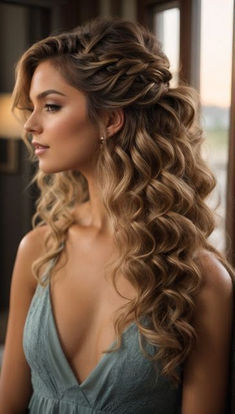 Long Wavy Hair Hairstyles Ideas, Down Prom Hairstyles For Long Hair, Bridal Hairstyles Loose Curls, Loose Prom Hair, Prom Hairstyles For Long Hair All Down Curls, Formal Hairstyles For Long Hair Down, Pageant Hair For Off The Shoulder Dress, Down Pageant Hairstyles, Bridesmaids Hairstyles For Medium Hair