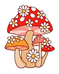 an image of a mushroom with flowers on it