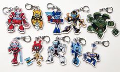 several key chains with cartoon characters on them