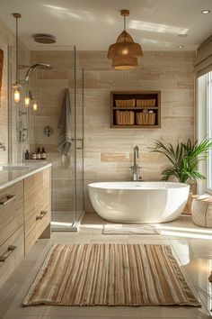 19 Trendy Bathroom Tile Ideas That WOW Bathroom Ideas Nordic Style, Bali Bathroom Interior Design, Unique Powder Rooms, Nordic Bathroom, Bathroom Inspo Interior Design, Trendy Bathroom Tiles, Finished Attic, Surfboard Decor, Zen Bathroom