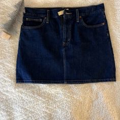 Mini Denim Skirt Dark Blue Brand New With Tags Rigid Denim Straight Button Front Denim Skirt, Madewell Skirt, Mini Denim Skirt, Blue Denim Skirt, Denim Jean Skirt, Black Denim Skirt, Jean Mini Skirts, Lined Jeans, Dark Blue Denim