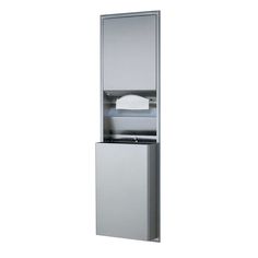 a tall metal cabinet with a towel dispenser