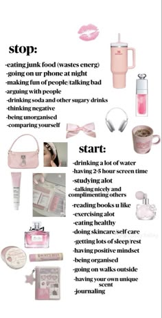 Glow up, glow up checklist clean  girl aesthetic, self care, self love ,ice bath ,glowy skin plump lips,self worth,  skin care, tea bags,hydration,that girl,it girl vanilla girl Down There Care, Studera Motivation, Glow Ups, Self Care Bullet Journal, Self Confidence Tips, Pink Pilates Princess, روتين العناية بالبشرة, Pink Pilates, Get My Life Together