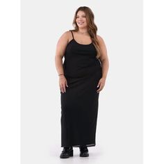 Your fall fashion is off to a fab start with this Mesh Maxi Dress from No Boundaries. This cute one-piece features adjustable spaghetti straps for an easy-to-adjust fit with foam cups and a long bodycon, curve-hugging silhouette. Wear this sleeveless maxi dress anytime, anywhere. Layer on a denim jacket and lace up low-top sneakers for a weekend look that echoes out of office vibes. Only at Walmart. Size: 3X.  Color: Black.  Gender: female.  Age Group: adult. Office Vibes, Hugging Silhouette, Mesh Maxi Dress, Out Of Office, Foam Cups, Plus Dresses, Sleeveless Maxi Dress, No Boundaries, Dress Romper