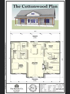 the cottonwood plan is shown in two different views, including an open floor and living area