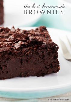 a close up of a piece of brownie on a plate