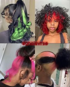 Dyed Hair With Black Hair, Ideas For Hair Dye, Creative Ways To Dye Your Hair, Purple And Red Hair Highlights, Dye Hair Ideas For Black Hair, Colored Natural Hair For Black Women, Ways To Dye Your Hair Ideas, Cute Dyed Hair Ideas, Blackhairstyles Natural