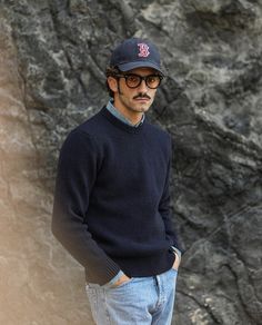 Semi Casual, Men Fashion Casual Outfits, Gentleman Style, Navy Sweaters, Mens Street Style, Minimal Fashion, Work Casual, Mens Fashion Casual, Get Dressed