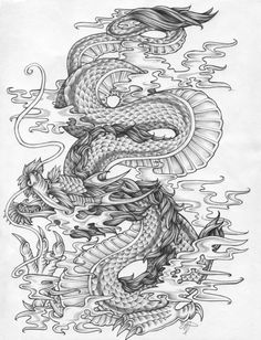 a dragon tattoo design on paper