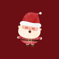 a red santa claus wallpaper with an image of a smiling santa clause on it's face