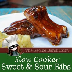 Slow Cooker Sweet & Sour Ribs are fall off the bone tender and wrapped in a delicious restaurant quality caramelized sticky sauce. So easy to make – the slow cooker does most of the work! Slow Cooker Spare Ribs, Crockpot Pork Recipes, Sweet And Sour Spareribs, Crockpot Dump Meals, Slow Cooker Pork Ribs, Spareribs Recipe, Slow Cooker Ribs Recipe