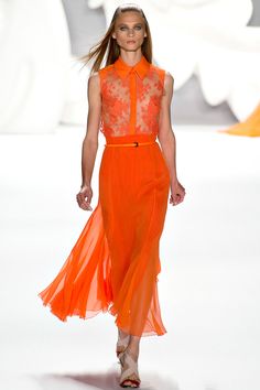 Carolina Herrera Spring 2013 - absolutely love the color and sheer feminine elegance of this dress. Orange Couture, Couture Mode, Orange Crush, Formal Outfits, Orange Fashion, Shades Of Orange, Orange Dress, Carolina Herrera, Bride Dresses