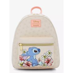 Loungefly Disney Stitch Tropical Flowers Mini Backpack Stitch Knows A Thing Or Two About Beautiful Flowers! This Mini Backpack Has A Subtle Allover Print Of Plumerias And Shows Stitch With Scrump, Surrounded By Plumerias And Hibiscus On The Front Pocket. Adjustable Strap And Interior Pocket. Please Note: Matching Cardholder Sold Separately 8 1/2" X 4 1/2" X 10" Polyurethane Imported Stitch Backpacks, Stitch Profile, Stitch With Scrump, Stitch Backpack, Stitch Stuff, Disney Valentines, Loungefly Bag, Disney Handbags, Disney Bag