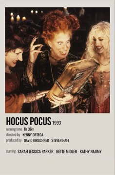 the poster for hoccus pocus 1933 shows three women looking at an open book