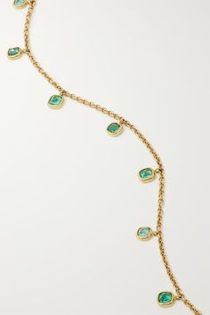 Gold + NET SUSTAIN Blossom Ascher 18-karat recycled gold emerald necklace | OCTAVIA ELIZABETH | NET-A-PORTER Victoria Takahashi Jewelry, Gold Emerald Necklace, Ascher Cut, Net Sustain, Everyday Jewellery, Basic Jewelry, Emerald Necklace, Jewelry Lookbook, Bling Rings