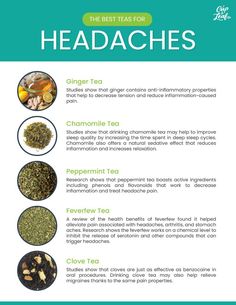 Teas For Headaches, Best Teas, Natural Headache, Herbal Tea Benefits, For Headaches, Healing Tea, Natural Headache Remedies