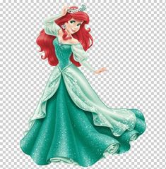 ariel from the little mermaid in her green dress, hd png - disney princess clipart