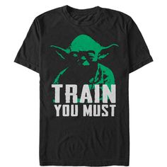 Get fit Jedi-style with the Star Wars Yoda Small You are Train You Must Men's T-Shirt. Wise Jedi Master Yoda is printed in a distressed style next to "Small You are Train You Must" on the front of this awesome Yoda shirt. Printed in the U.S.A. Printed With Eco-Friendly Inks Machine Washable Fifth Sun Fashionable Slim-Fit Jedi Master Yoda, Yoda Shirt, Master Yoda, Text Tee, Jedi Master, Mens Graphic T, Star Wars Tshirt, Star Wars Yoda