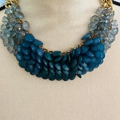 Gorgeous Bib Necklace In Shades Of Blue! Perfect For A Summer Party Or To Add Some Color To Your Outfit! Handmade Bib, Food Buffet, Beaded Bib Necklace, Bead Embroidery Jewelry, Bib Necklaces, Embroidery Jewelry, Your Outfit, Bead Embroidery, Bib Necklace