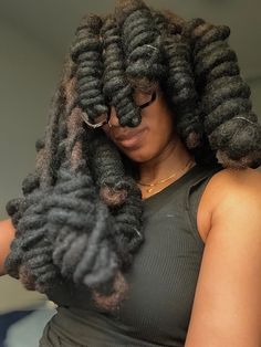 #locstyles Locs Hairstyles For Women Long Lengths, Curly Loc Styles Black Women, Long Curly Locs, Thick Curly Locs, Loc Bob With Bangs, Two Strand Twist Thick Locs, Curls On Thick Locs, Long Dreadlocks