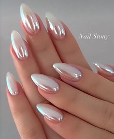 Chrome Nails 2024 Trends, Shiny Nails Designs, Pink Nail Art, Nails Polish, White Nail, Classy Nails, Pretty Acrylic Nails, Fancy Nails, Chic Nails