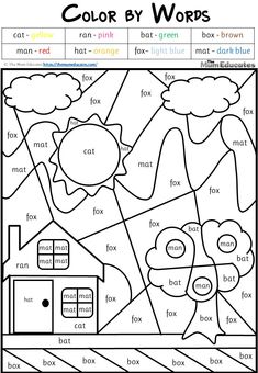 Color by CVC words FREE Grade 2 Coloring Sheets, Colour By Code Worksheet, Color By Sound Free Printable, Read And Color Worksheets 1st Grade, Read And Color Worksheets Kindergarten, Grade 1 Coloring Sheets, Phonics Coloring Sheets, Activities For Class 2 Students, English Coloring Worksheets