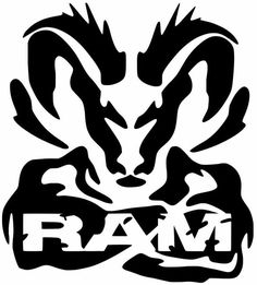 an animal with the word ram on it's chest and head in black ink