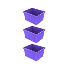 three purple plastic containers stacked on top of each other