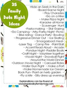 the family date night ideas list