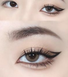 Cute Makeup For Almond Eyes, School Eyeshadow Looks, Triple Eyelid Makeup, Eye Makeup Asian, Eye Makeup Hacks, Eye Makeup Trends, Makeup For Round Eyes, Almond Eye Makeup, Monolid Eye Makeup