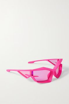 GIVENCHY EYEWEAR Giv Cut cat-eye nylon sunglasses | NET-A-PORTER Hot Pink Sunglasses, Givenchy Glasses, Y2k Glasses, Futuristic Sunglasses, Transparent Sunglasses, Cut Cat, Sunglasses Pink, Jeweled Shoes, Designer Shades