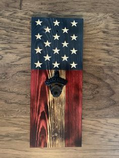 an american flag made out of wood