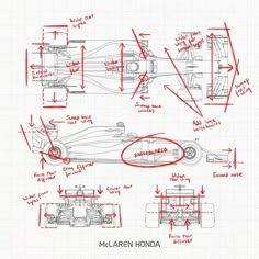 the drawing shows how to draw a formula car