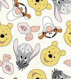 winnie the pooh and friends wallpaper with many different faces on it's face